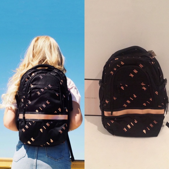 Black and rose gold pink backpack Clearance